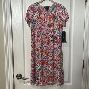 MSK Sz S multicolor short sleeve, Paisley dress